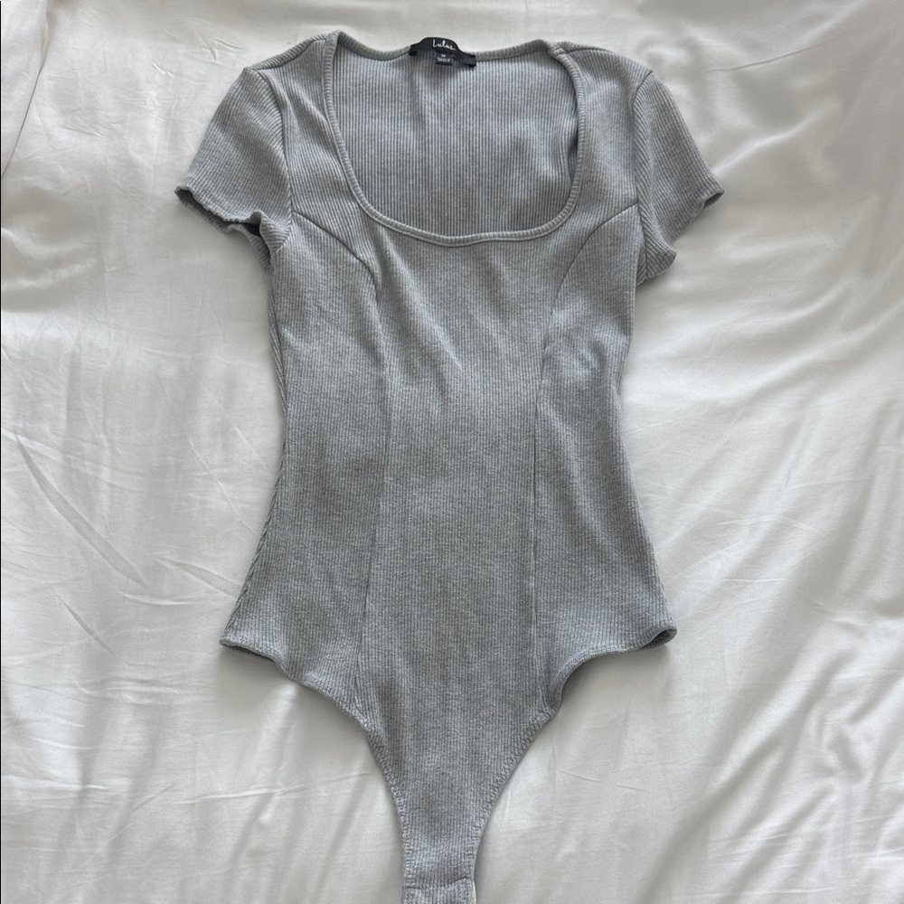 Lulus Ribbed Gray Bodysuit
